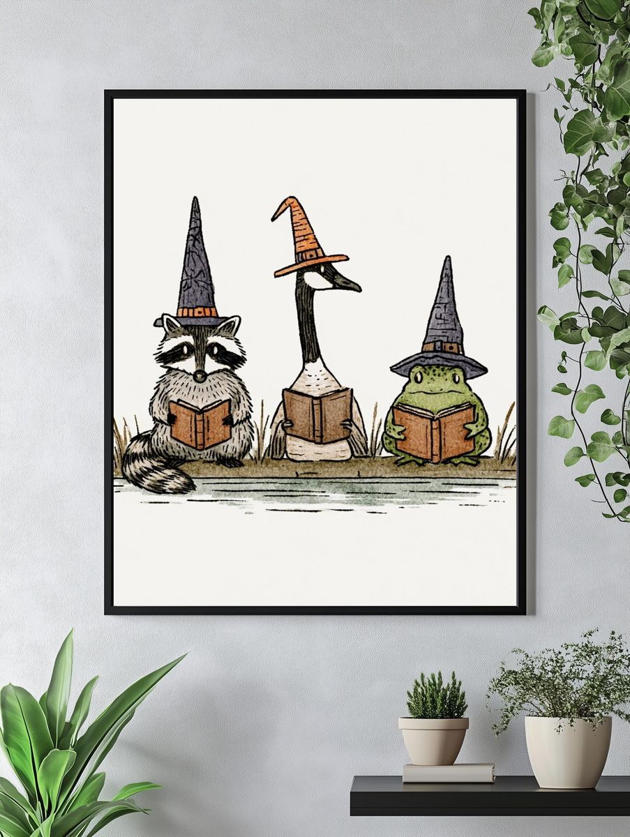 Wizard Animals Illustration Poster. — room view 4