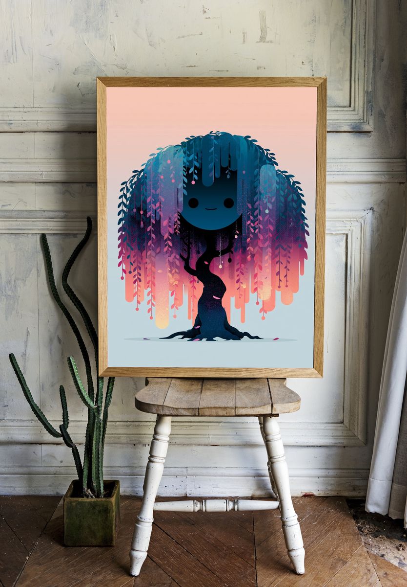 Whimsical Tree Spirit Illustration Poster. room preview
