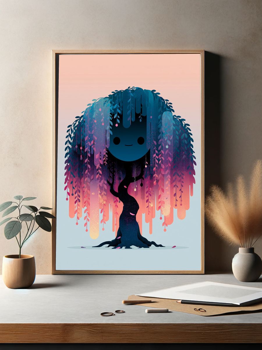 Whimsical Tree Spirit Illustration Poster. — room view 2