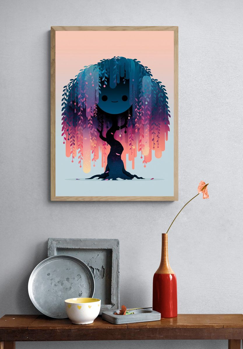 Whimsical Tree Spirit Illustration Poster. — room view 3