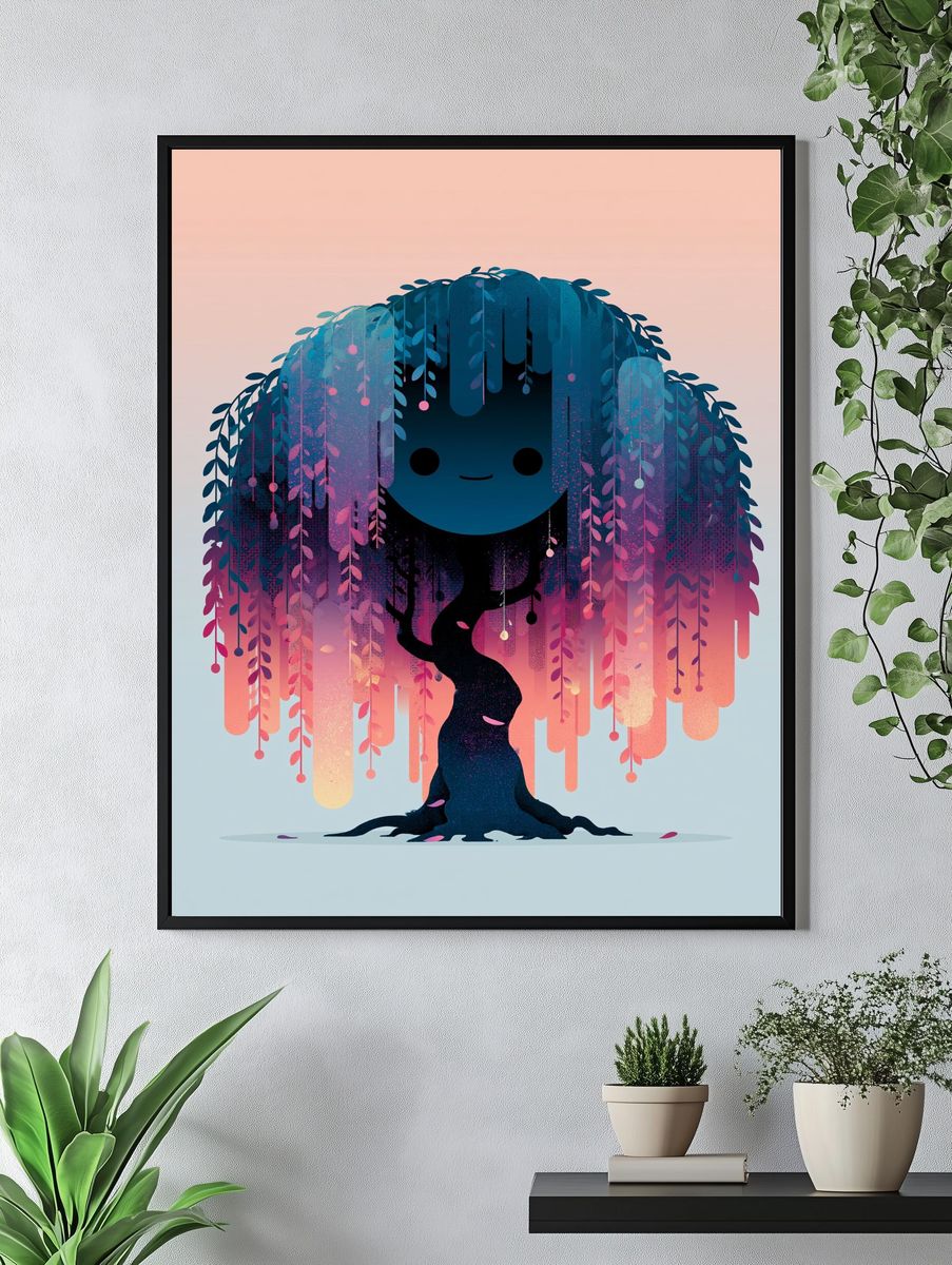 Whimsical Tree Spirit Illustration Poster. — room view 4