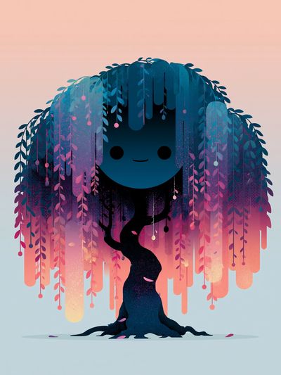 Whimsical Tree Spirit Illustration Poster.