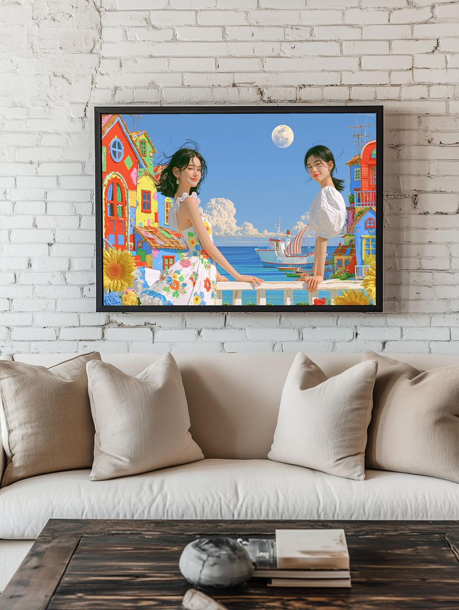 Colorful Seaside Dreamscape Poster. room preview