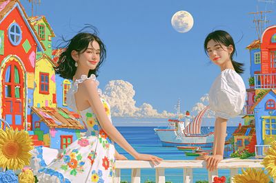 Colorful Seaside Dreamscape Poster. poster