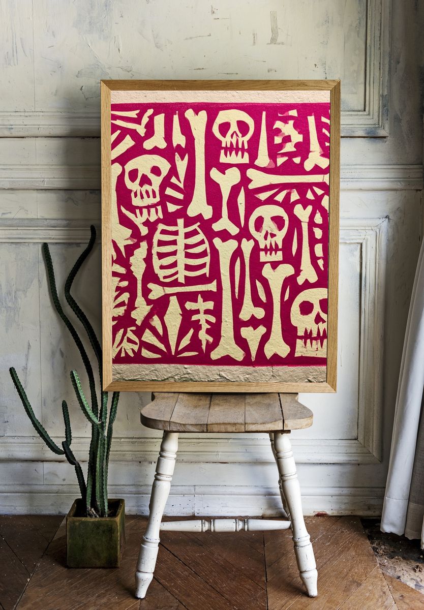 Skeleton Cutout Illustration Poster. room preview