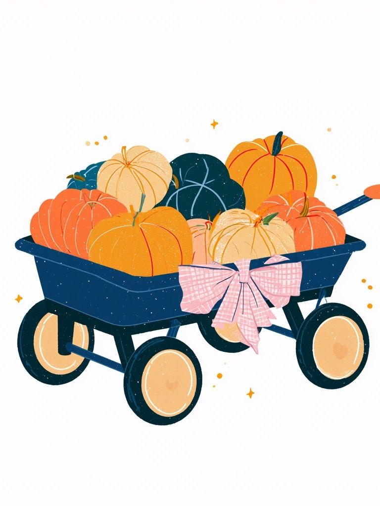 Pumpkin Wagon Illustration Poster. poster — illustration art