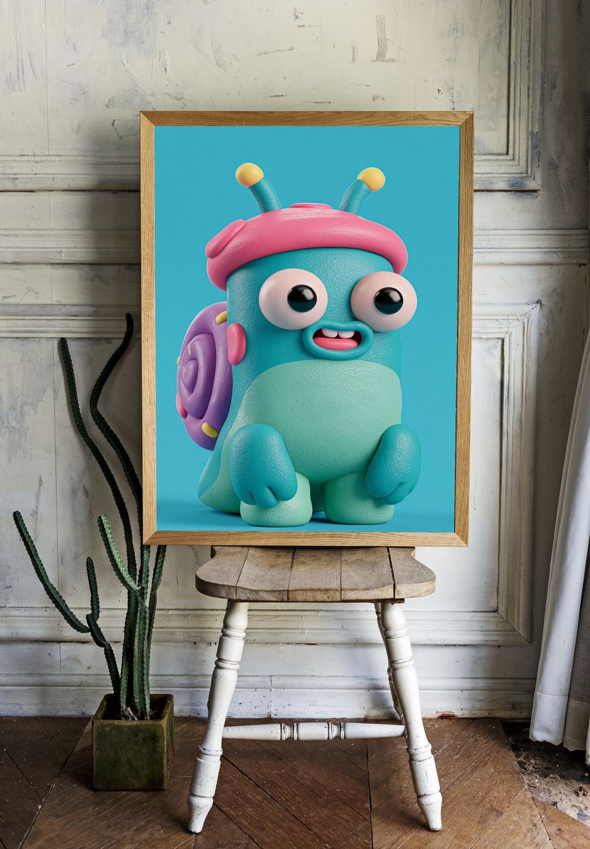 Cute Snail Character Illustration Poster. room preview