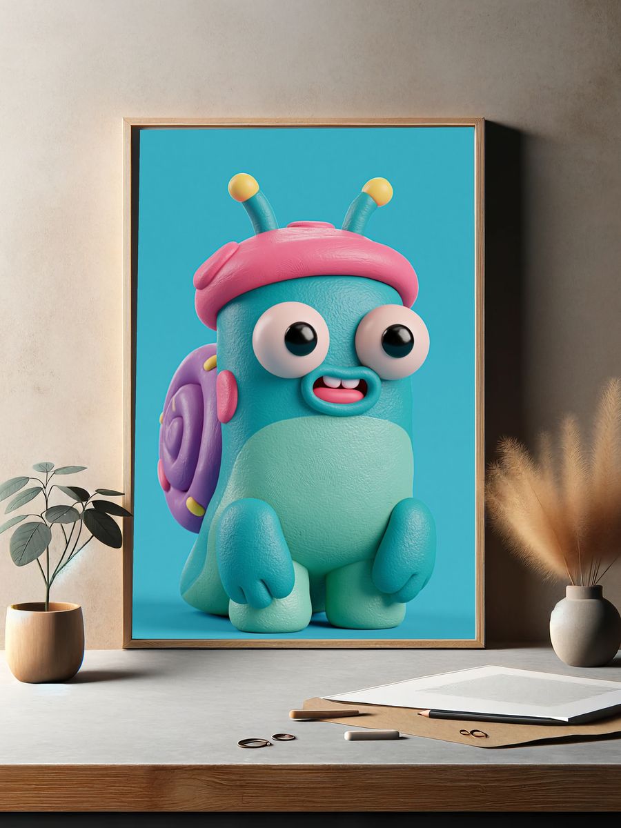 Cute Snail Character Illustration Poster. — room view 2