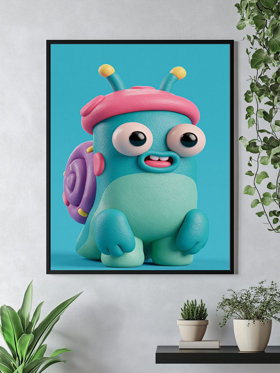 Cute Snail Character Illustration Poster. — room view 4