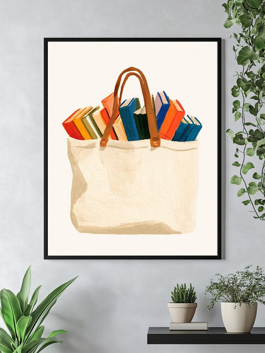 Book Tote Watercolor Poster. — room view 4