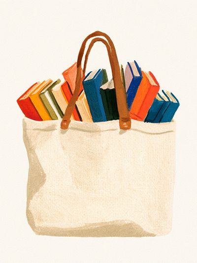 Book Tote Watercolor Poster. poster