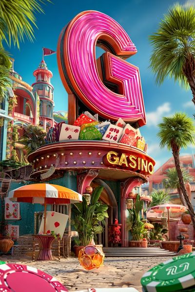 Neon Casino Paradise Illustration Poster. poster