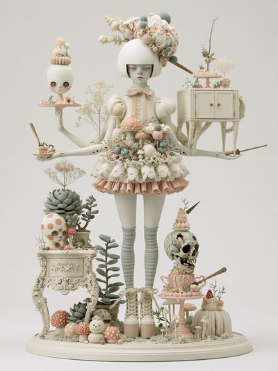 Surreal Doll Garden Illustration Poster.