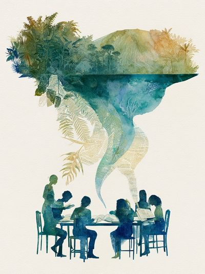 Dream Library Watercolor Poster.