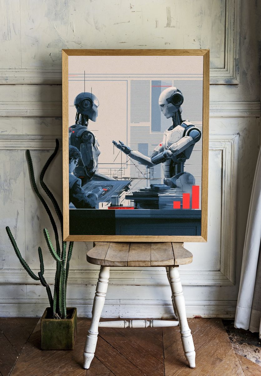 Human and Robots Digital Art Poster. room preview