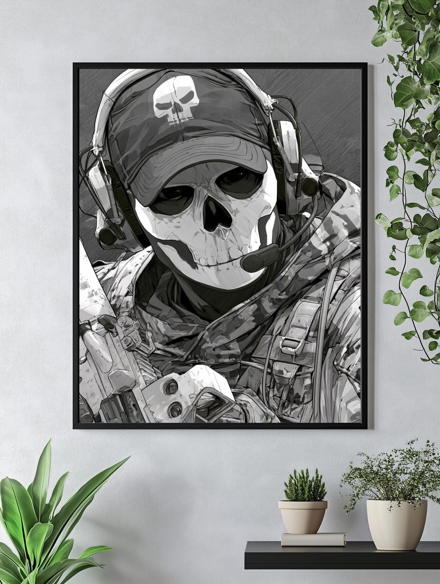 Skull Soldier Tactical Portrait Print. — room view 4