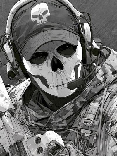 Skull Soldier Tactical Portrait Print. poster