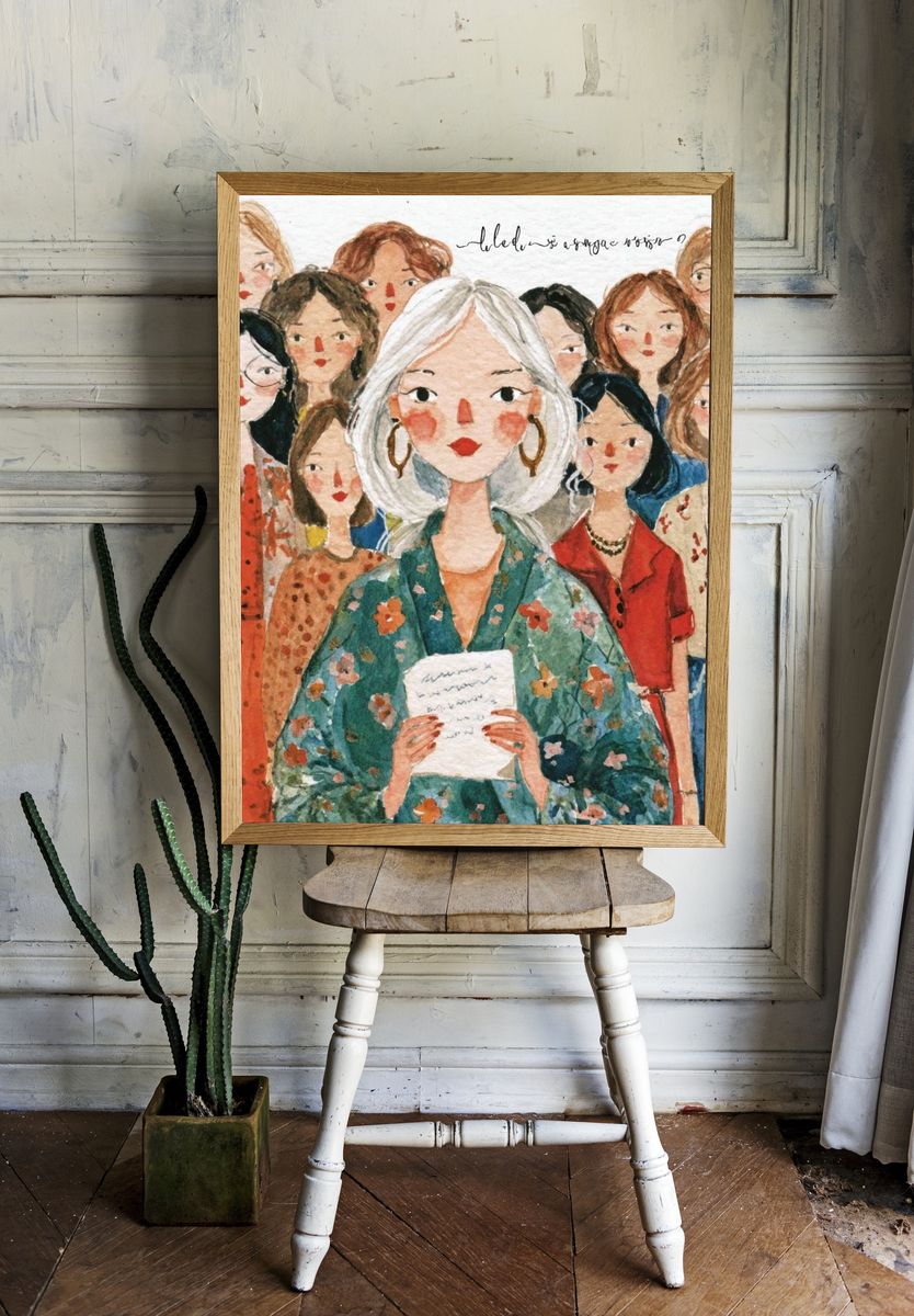 Women Portrait Watercolor Poster. — room view 1