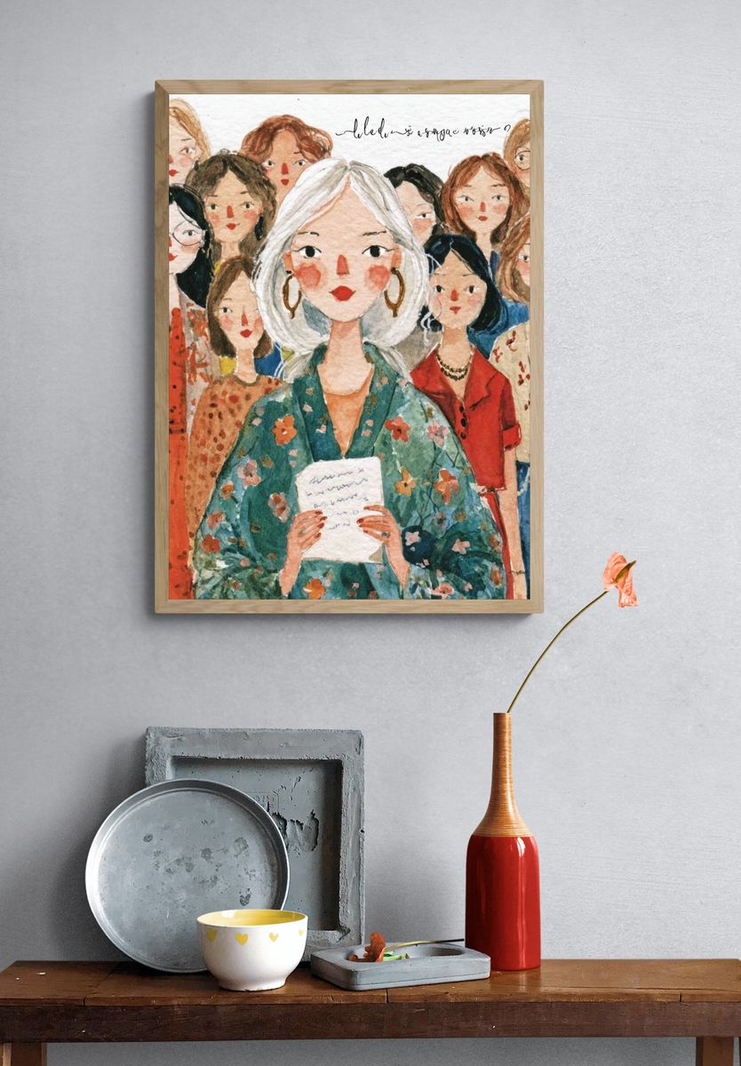 Women Portrait Watercolor Poster. — room view 3