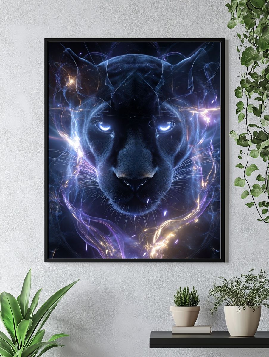 Neon Panther Digital Art Poster. — room view 4