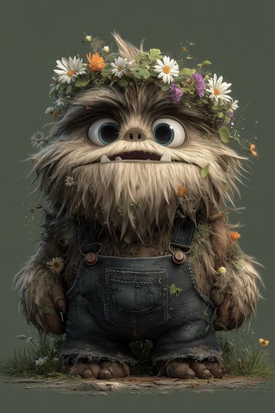 Flower Crown Creature Illustration Poster.