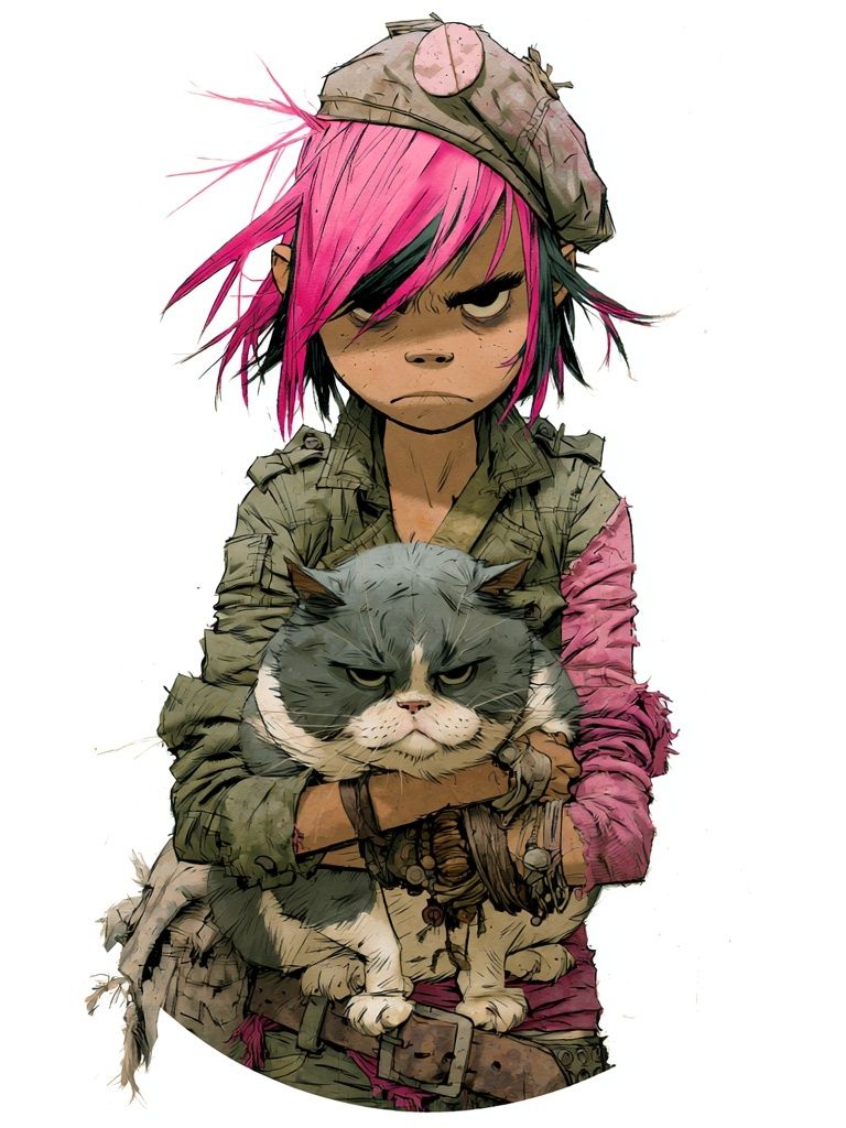 Punk Girl with Cat Illustration Poster. poster detail