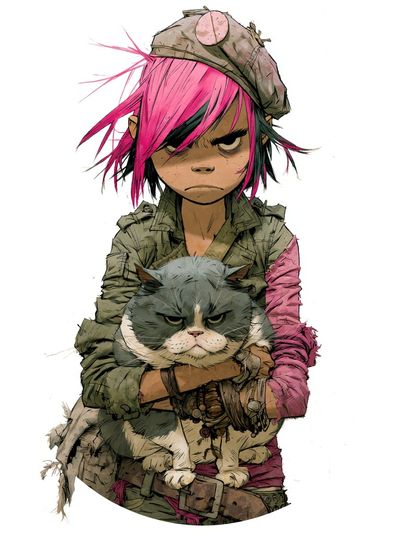 Punk Girl with Cat Illustration Poster.