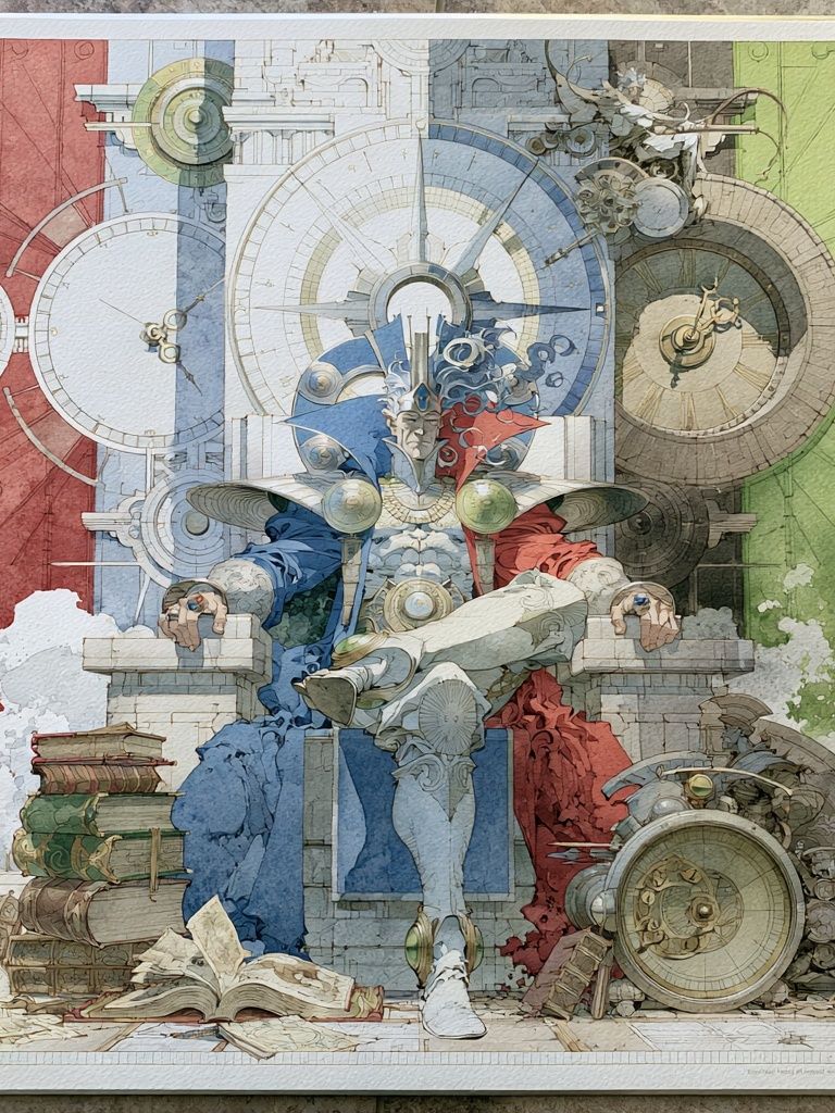 Surreal Clockwork Throne Illustration Poster. poster detail