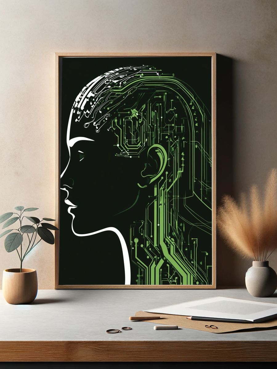 Cybernetic Profile Illustration Poster. — room view 2