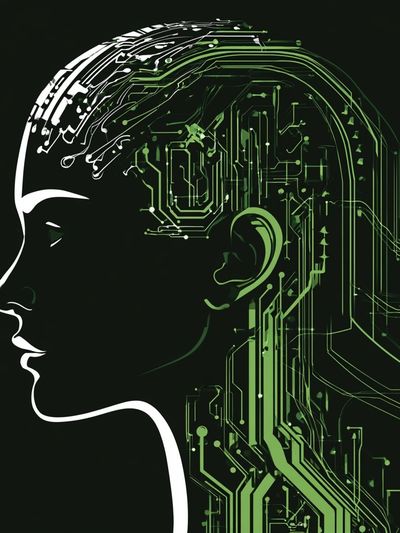 Cybernetic Profile Illustration Poster. poster