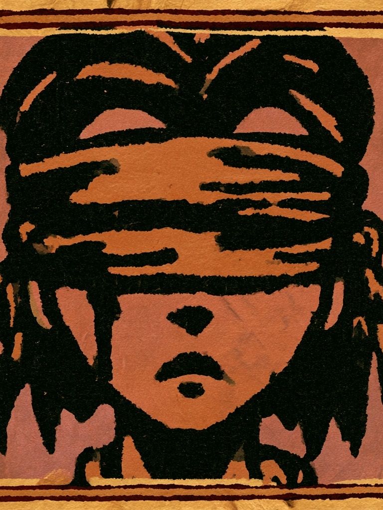 Blindfolded Portrait Illustration Poster. poster detail