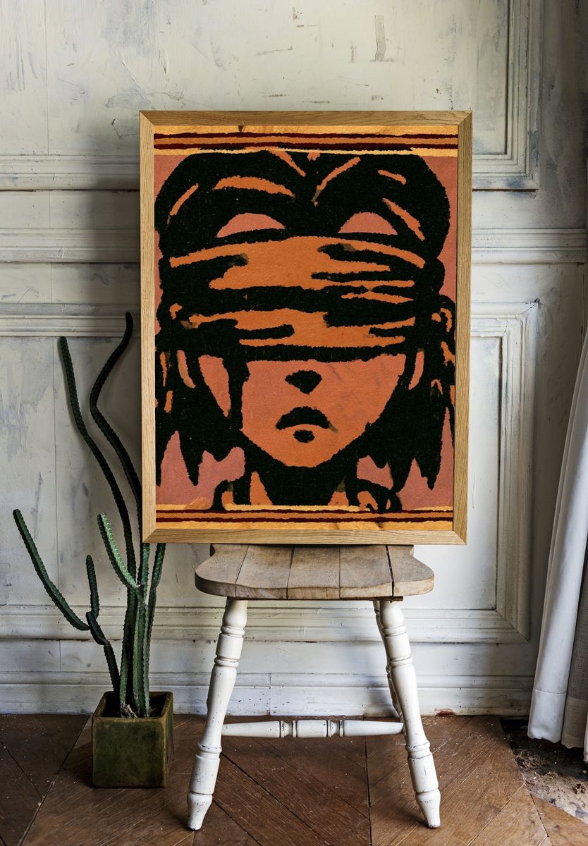 Blindfolded Portrait Illustration Poster. room preview