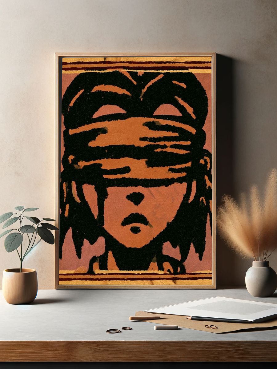 Blindfolded Portrait Illustration Poster. — room view 2
