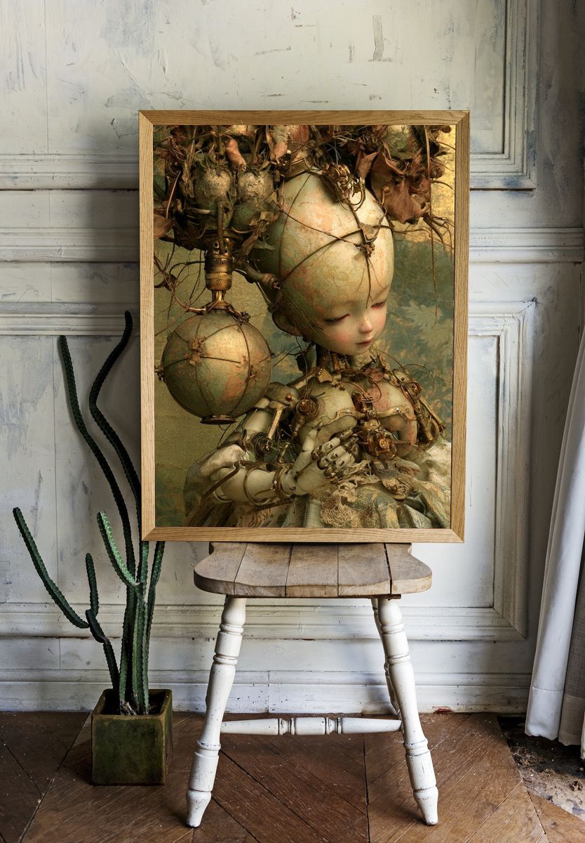 Surreal Doll Portrait Print. room preview