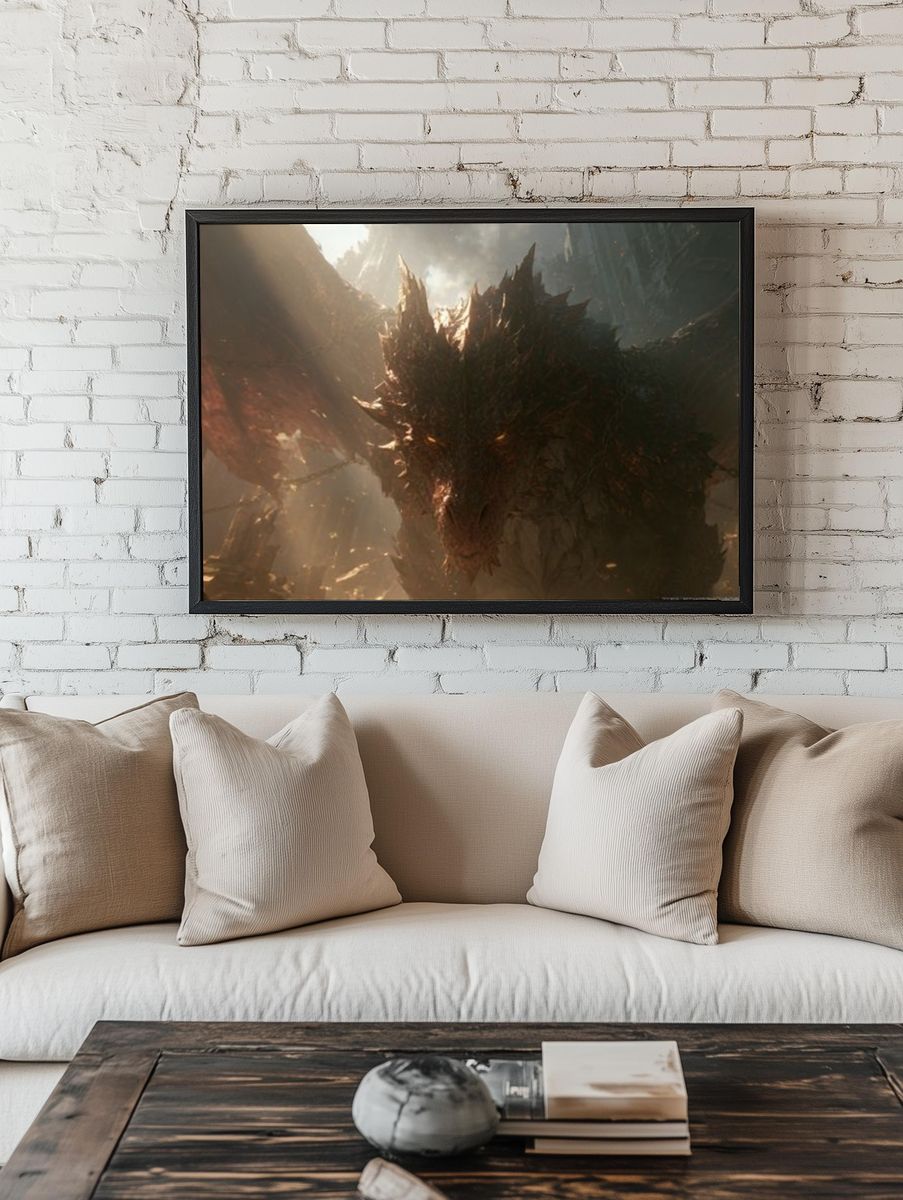 Dragon in the Ruins Illustration Poster. room preview