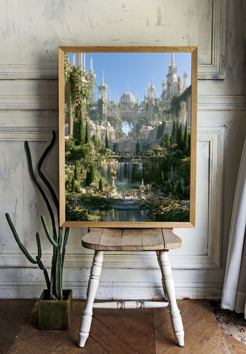 Enchanted Garden Cityscape Print. — room view 1