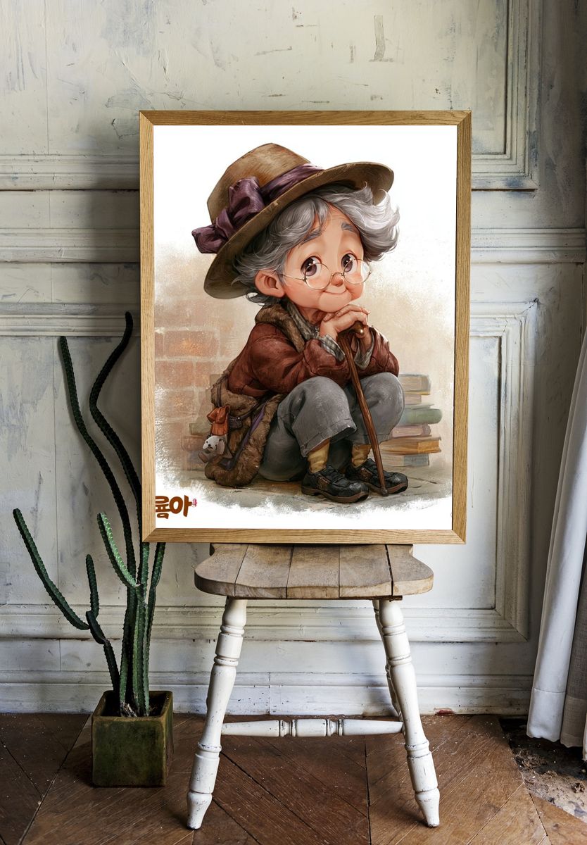 Elderly Character Illustration Poster. room preview