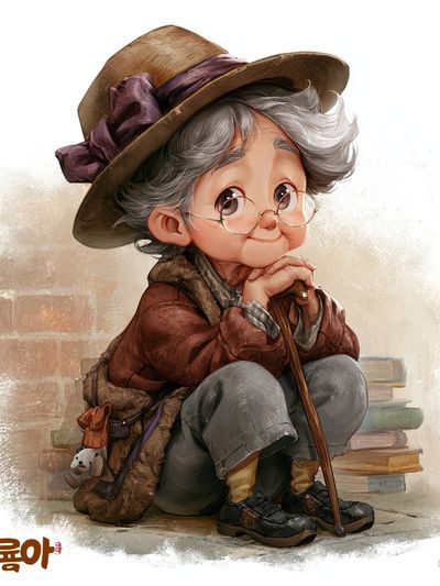 Elderly Character Illustration Poster.