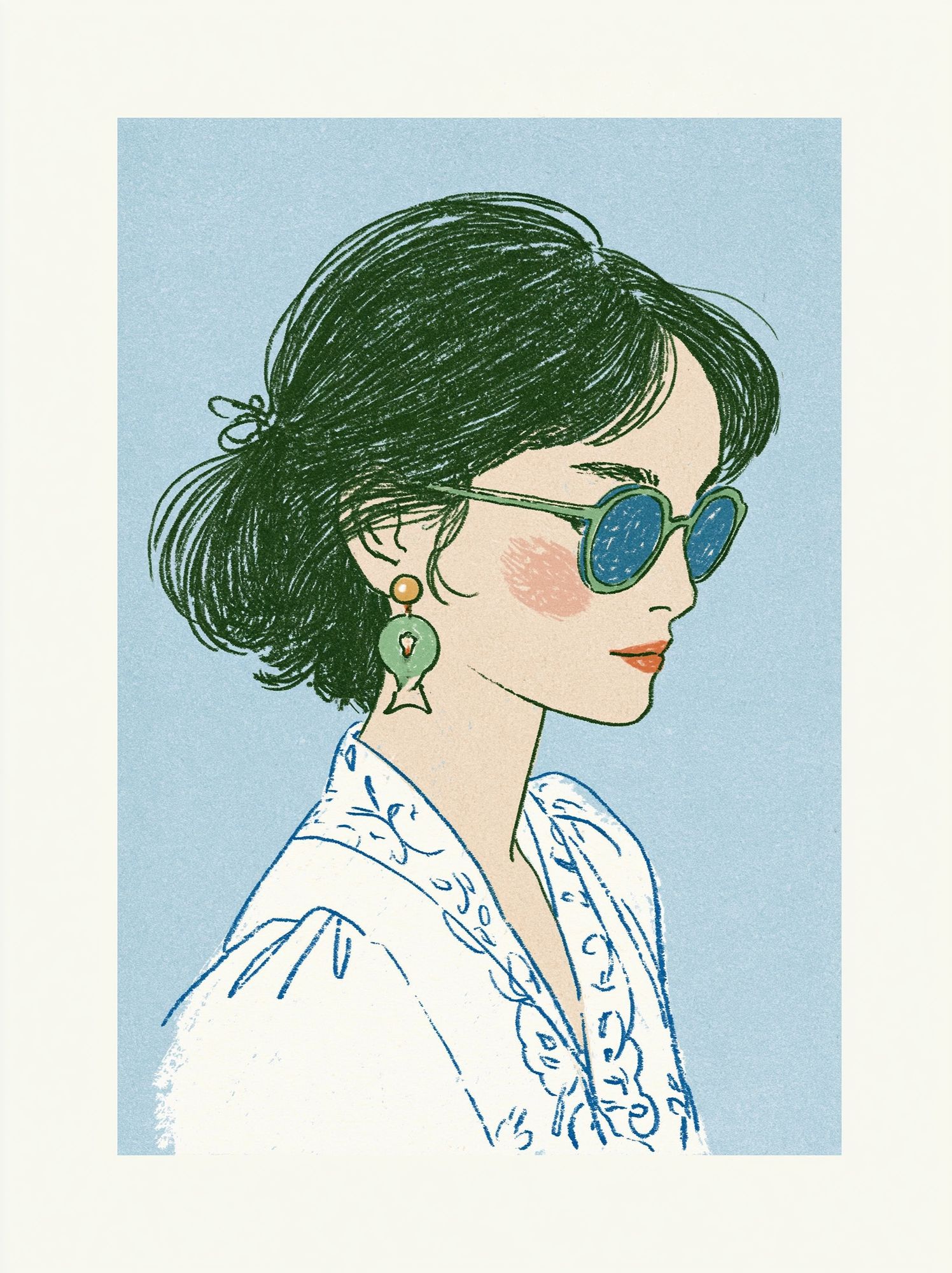 Woman in Sunglasses Illustration Poster. poster — illustration art