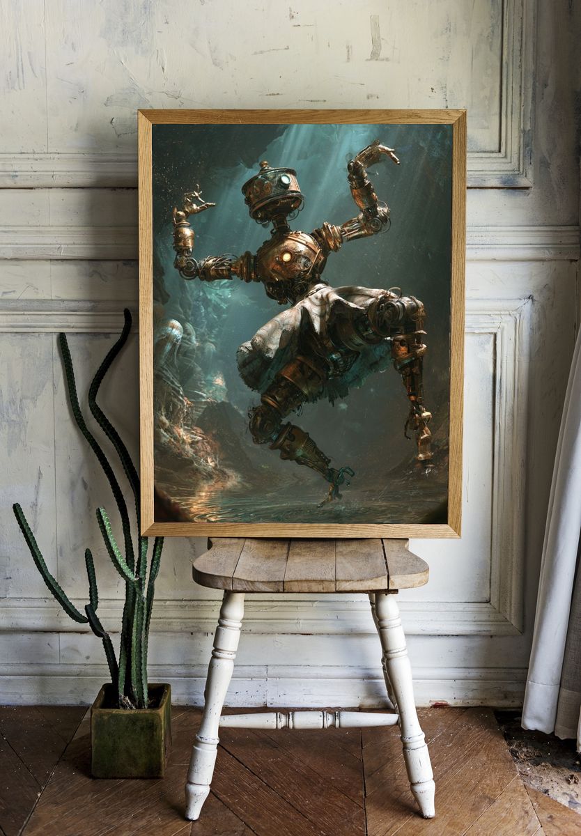 Steampunk Dancer Digital Art Poster. — room view 1