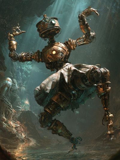 Steampunk Dancer Digital Art Poster.