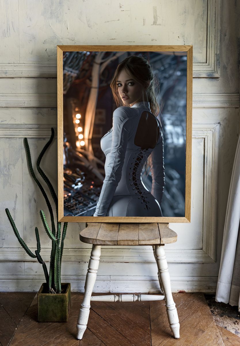 Futuristic Woman Portrait Poster. room preview