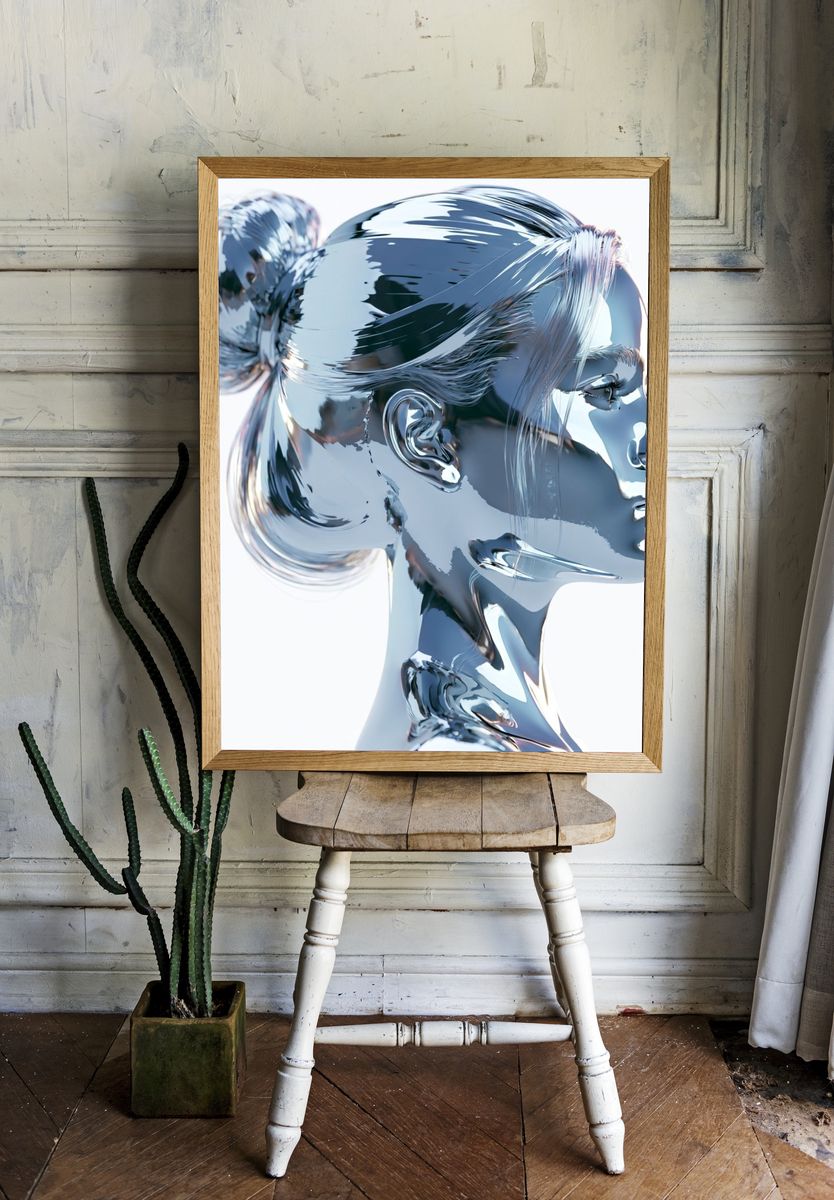 Chrome Woman Profile Illustration Poster. room preview