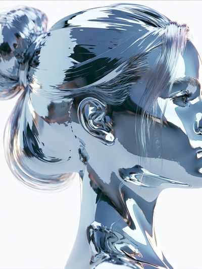 Chrome Woman Profile Illustration Poster.