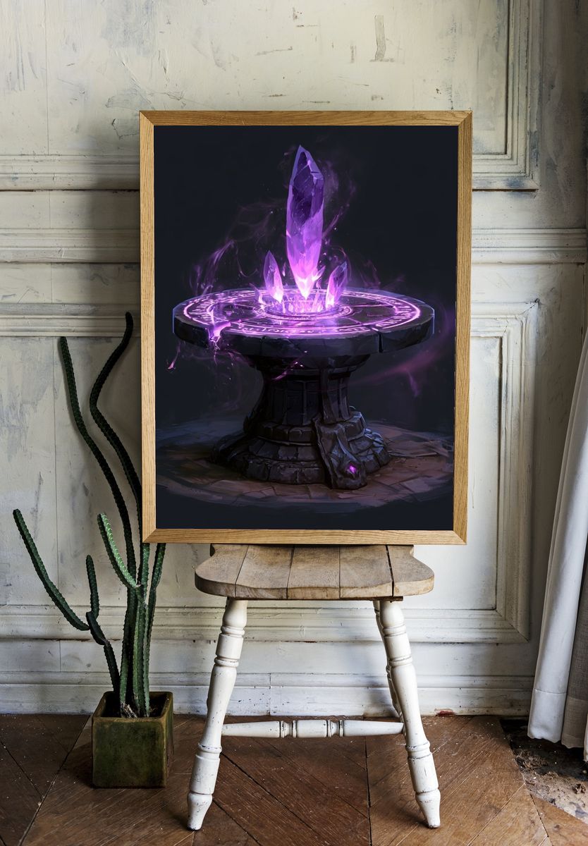 Arcane Crystal Altar Illustration Poster. — room view 1