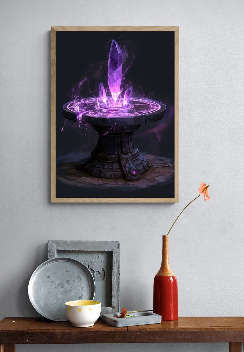 Arcane Crystal Altar Illustration Poster. — room view 3