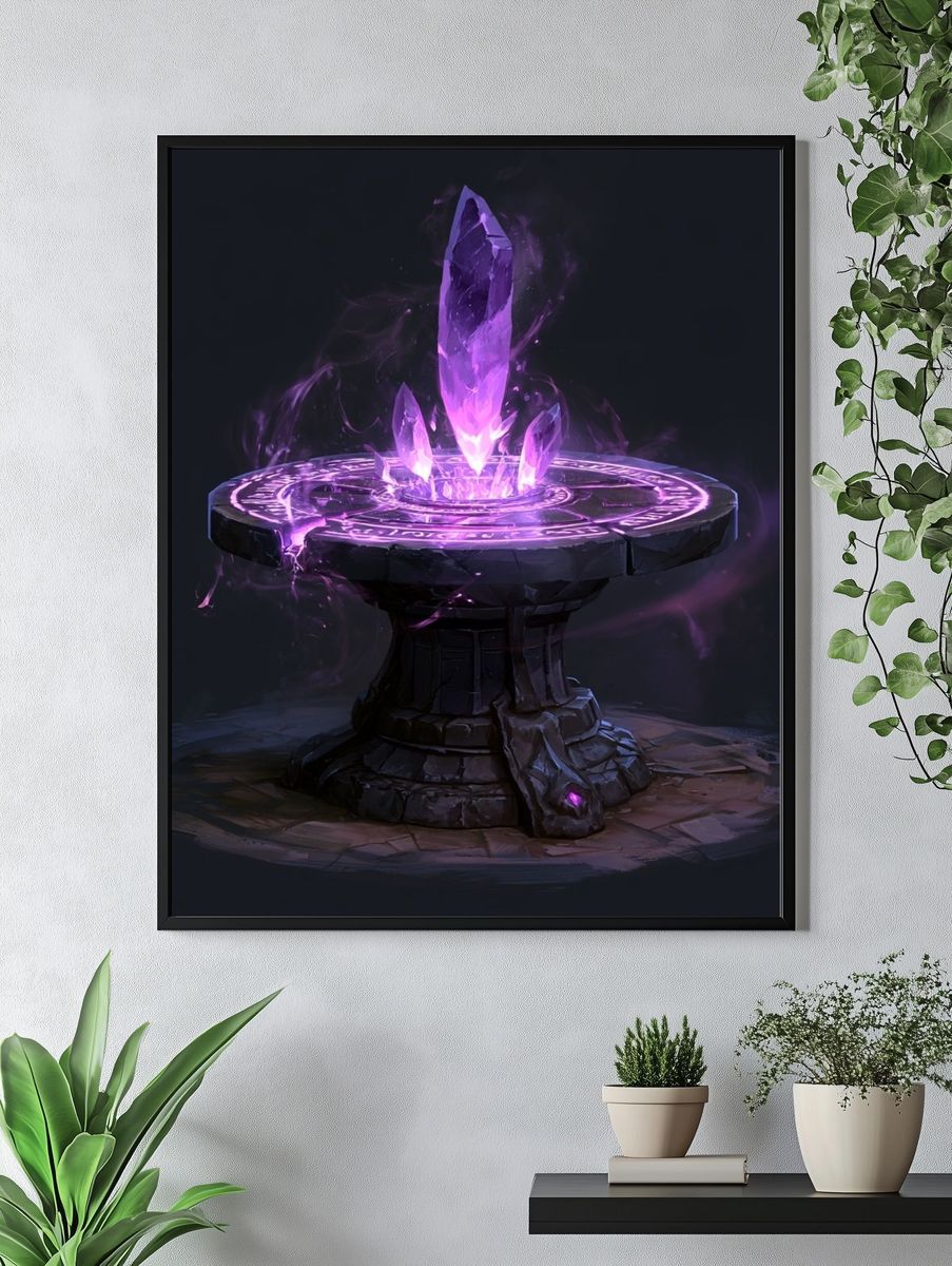 Arcane Crystal Altar Illustration Poster. — room view 4