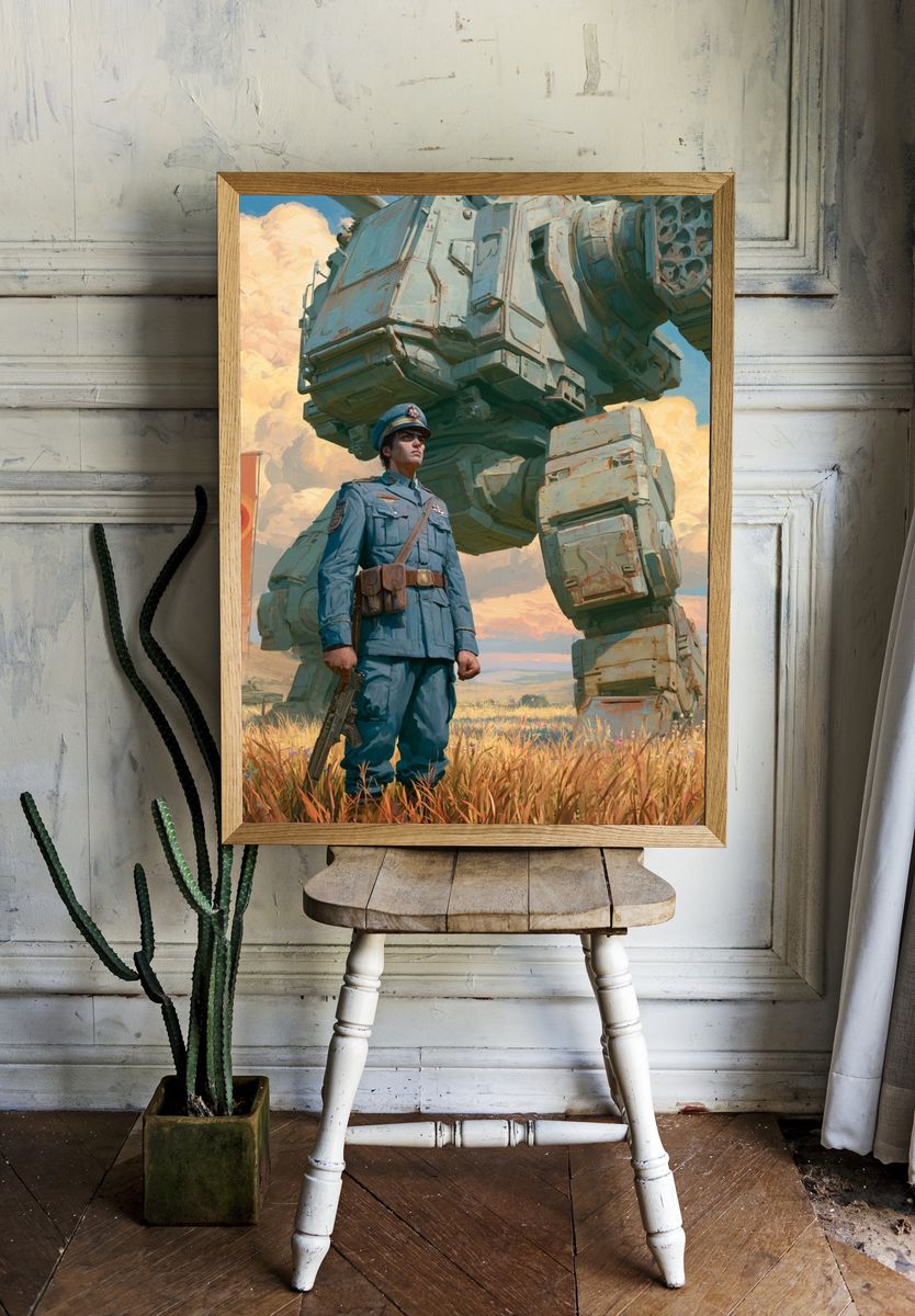 Mech Sentinel Digital Art Print. — room view 1