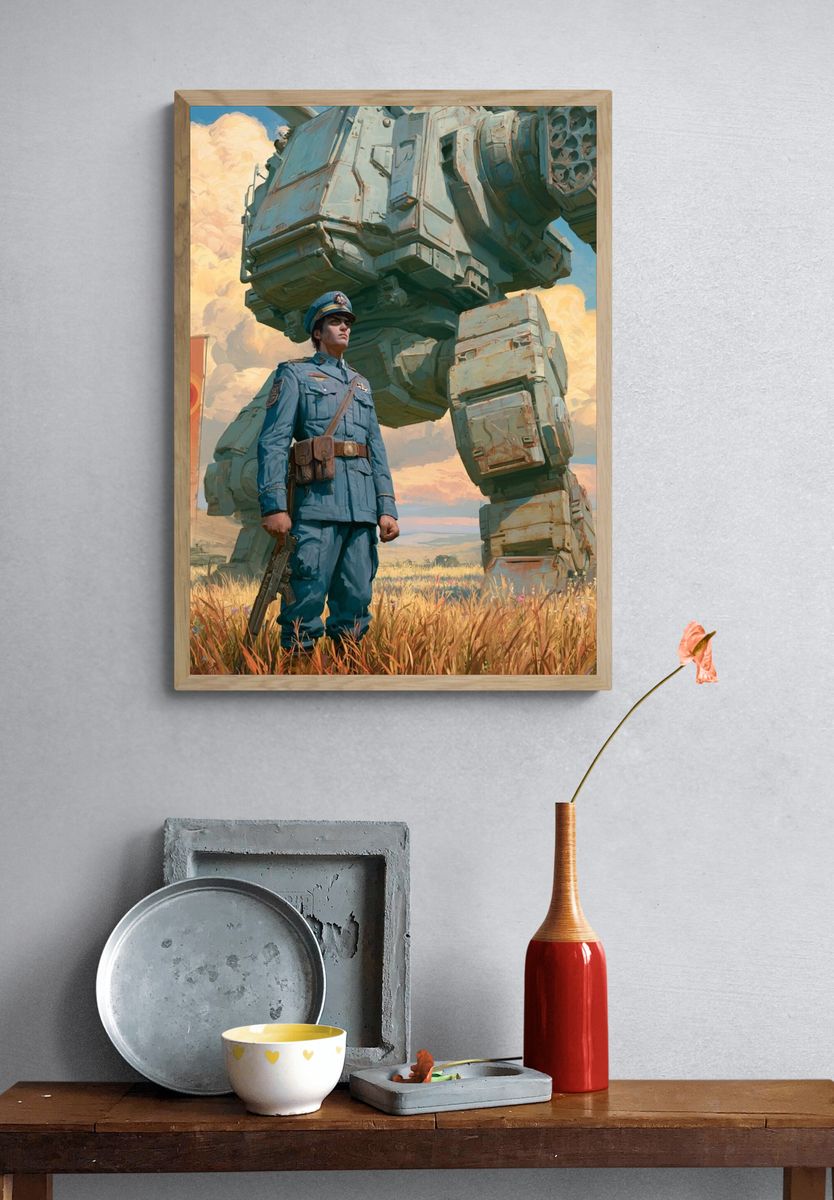 Mech Sentinel Digital Art Print. — room view 3
