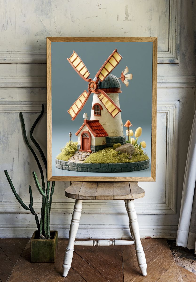 Whimsical Cats Digital Art Poster. room preview
